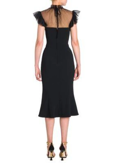Shop Dolce & Gabbana Tulle Accent Cady Dress In Black
