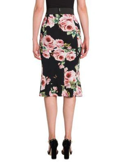 Shop Dolce & Gabbana Rose-print Pencil Skirt In Black Rose