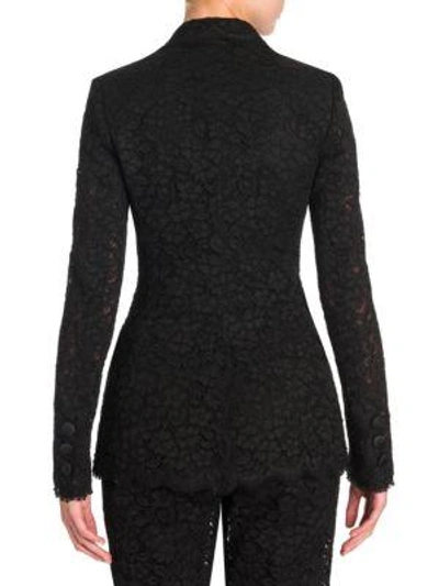 Shop Dolce & Gabbana Lace Heart Applique Jacket In Black