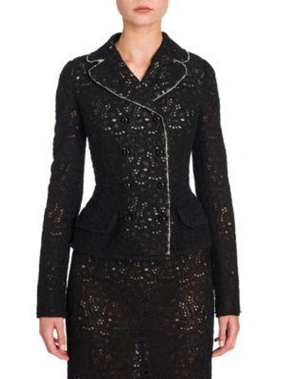Shop Dolce & Gabbana Lace Fitted Jacket In Black