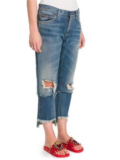 Shop Dolce & Gabbana Distressed Cropped Jeans In Denim