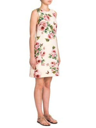 Shop Dolce & Gabbana Floral A-line Dress In Antique Rose