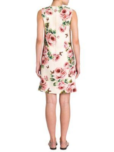Shop Dolce & Gabbana Floral A-line Dress In Antique Rose
