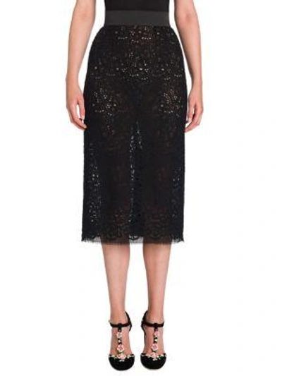 Shop Dolce & Gabbana Lace Pencil Skirt In Black