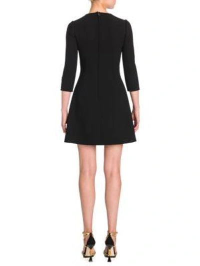 Shop Dolce & Gabbana Crepe Heart Applique Dress In Black