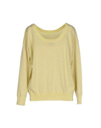 Shop Essentiel Antwerp Woman Sweater Yellow Size S Cotton, Polyamide, Silk, Metal