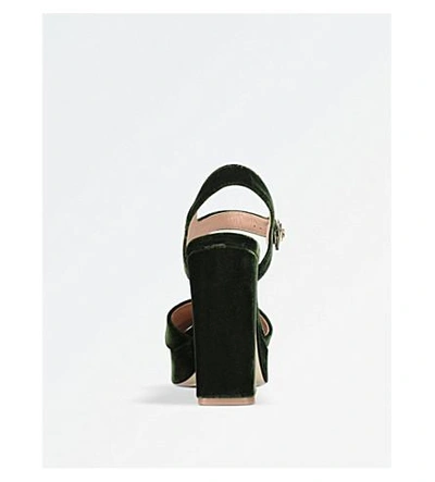 Shop Tory Burch Loretta Velvet Platform Sandals In Khaki