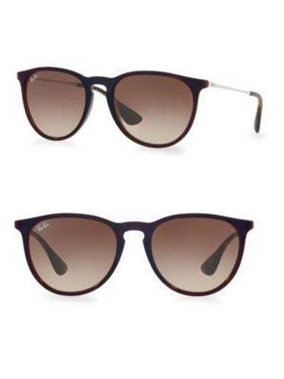 Shop Ray Ban Rb4171 54mm Erika Round Sunglasses In Trsprnt Br