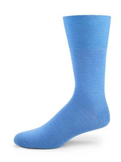 Shop Falke Solid Cotton Knit Socks In Blue