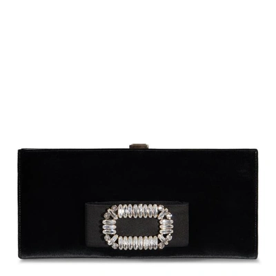 Shop Roger Vivier Pilgrim Jewels Clutch In Velvet In Black