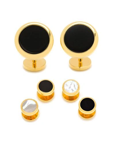 Shop Cufflinks, Inc Double-sided Onyx Mother-of-pearl Cuff Links Stud Set