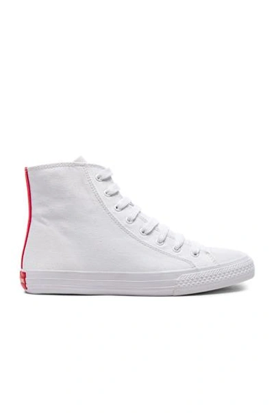 Shop Calvin Klein 205w39nyc Canvas High-top Sneakers In White & Red