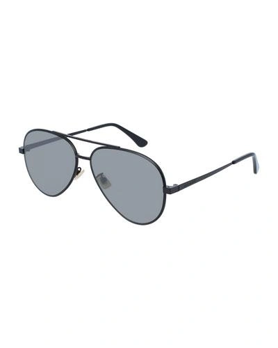 Shop Saint Laurent Men's Classic 11 Zero Aviator Sunglasses, Black