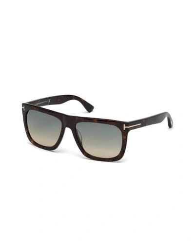 Shop Tom Ford Morgan Thick Square Acetate Sunglasses, Tortoiseshell