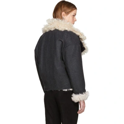 Shop Isabel Marant Grey Fur Belia Caban Coat