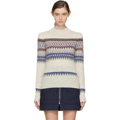 Shop Isabel Marant Étoile Off-white Jacquard Blake Sweater