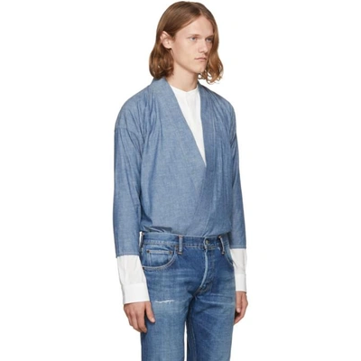 Shop Visvim Blue Noragi Cardigan