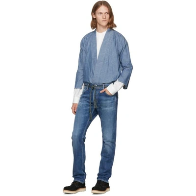 Shop Visvim Blue Noragi Cardigan