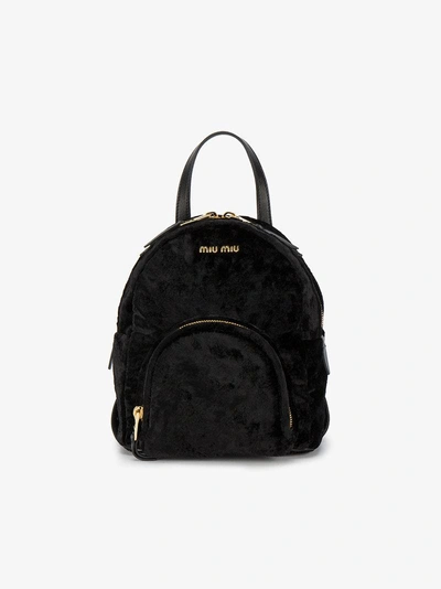 Shop Miu Miu Black Mini Velvet Backpack