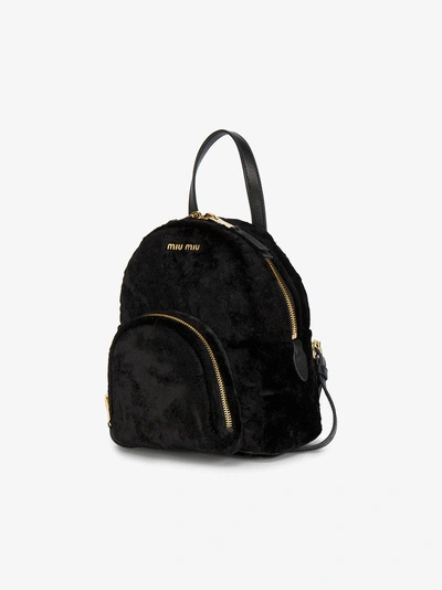 Shop Miu Miu Black Mini Velvet Backpack