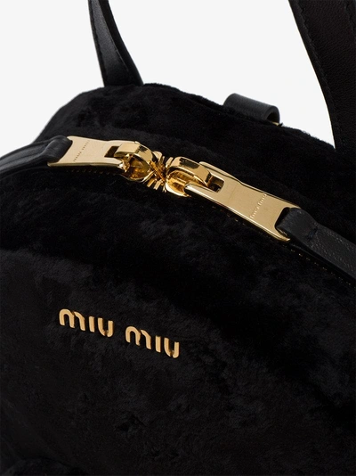 Shop Miu Miu Black Mini Velvet Backpack