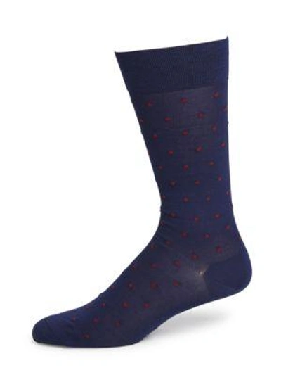 Shop Marcoliani Men's Dot Print Socks In Navy