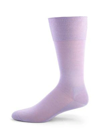 Shop Falke Solid Cotton Knit Socks In Lavender