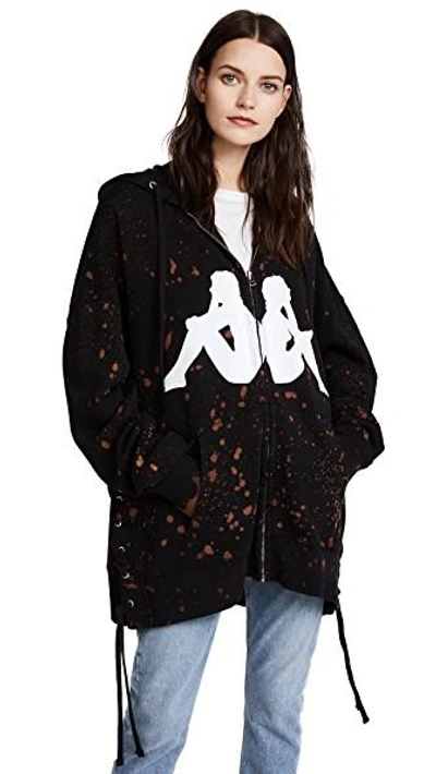 Shop Faith Connexion Kappa Bleach Hooded Jacket In Black
