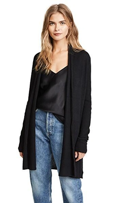 White + Warren Essential Trapeze Robe In Black