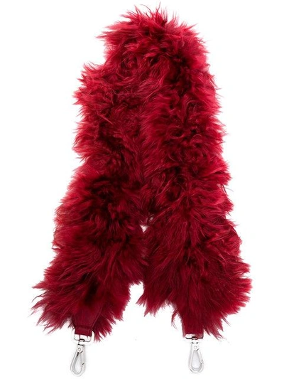 Shop Fendi Furry Shoulder Strap In Red