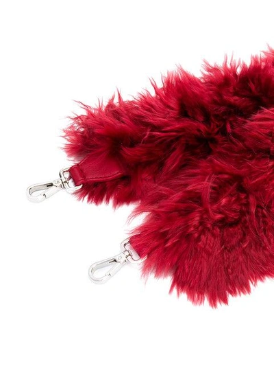 Shop Fendi Furry Shoulder Strap In Red
