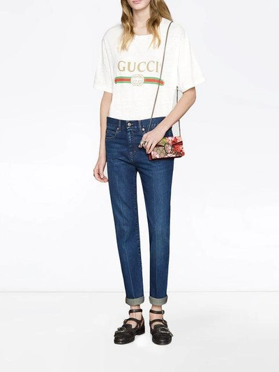 Shop Gucci Dionysus Gg Blooms Super Mini Bag In Neutrals