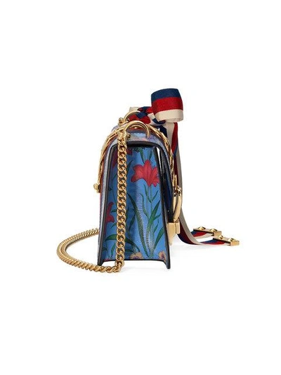 Shop Gucci Sylvie New Flora Leather Mini Chain Bag