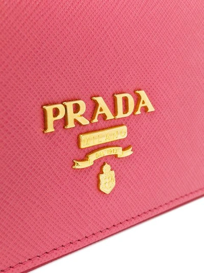 Shop Prada Mini Saffiano Wallet Bag - Pink