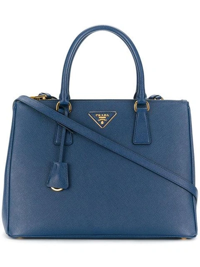 Shop Prada Large Galleria Tote Bag - Blue