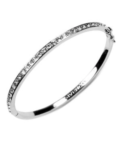 Shop Givenchy Bracelet, Silk Swarovski Element Bangle In Silver-tone