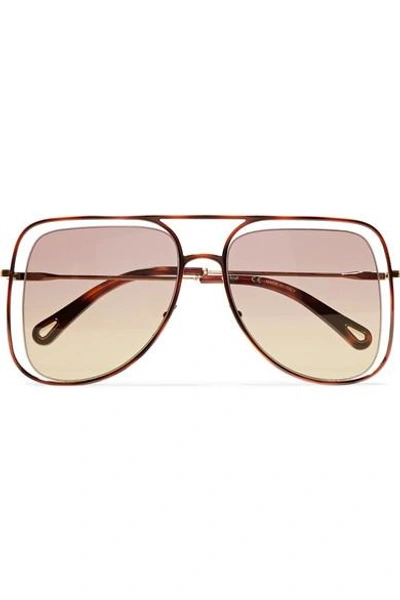 Shop Chloé Poppy Square-frame Acetate And Gold-tone Sunglasses