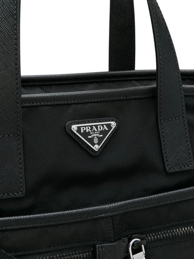 Shop Prada Nylon Shopper Briefcase - Black