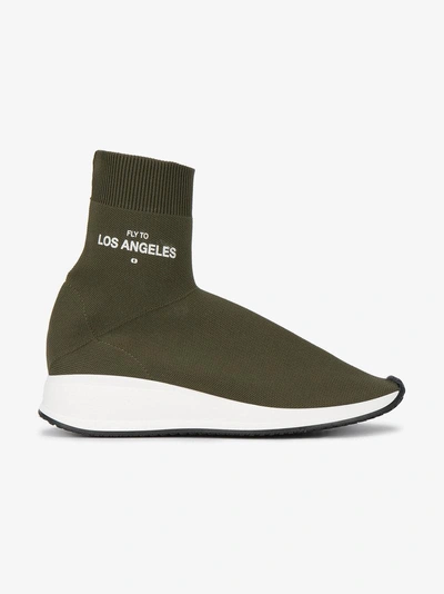 Shop Joshua Sanders Khaki Fly To Los Angeles Sock Sneakers In Green