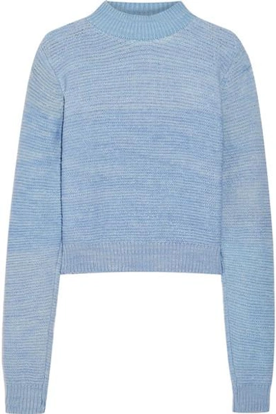Shop The Elder Statesman Distressed Cashmere Sweater In Light Blue