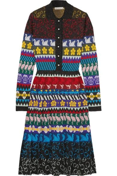 Shop Mary Katrantzou Cecile Pleated Lurex Jacquard-knit Midi Dress