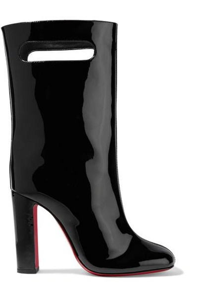 Shop Christian Louboutin Bag Bootie 100 Patent-leather Boots In Black