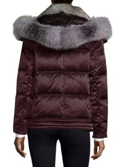 Shop Andrew Marc Short Fur-trim Down Jacket In Black