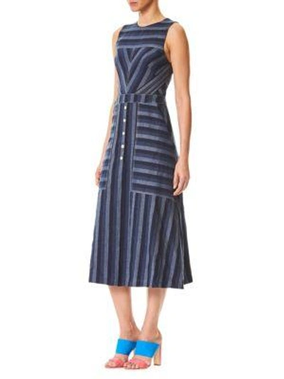 Shop Carolina Herrera Striped Denim Dress In Navy Stripe
