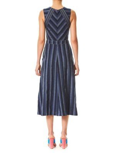 Shop Carolina Herrera Striped Denim Dress In Navy Stripe