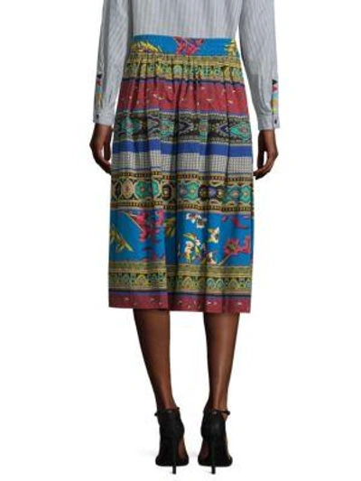 Shop Etro Paisley Stripe A-line Skirt In Navy