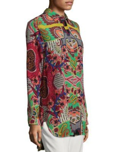 Shop Etro Paisley Silk Hi-lo Blouse In Multi