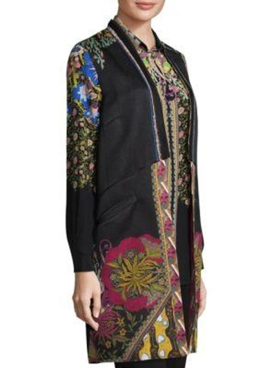 Shop Etro Silk Floral Vest In Jet Black