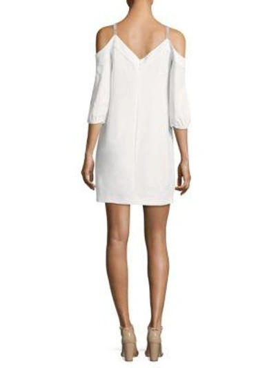 Shop Trina Turk Cold-shoulder Shift Dress In White Wash