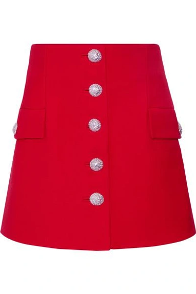 Shop Alessandra Rich Wool-crepe Mini Skirt